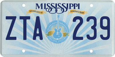 MS license plate ZTA239