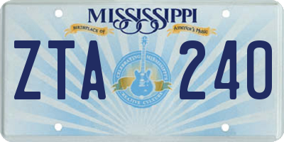 MS license plate ZTA240