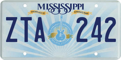 MS license plate ZTA242