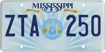 MS license plate ZTA250
