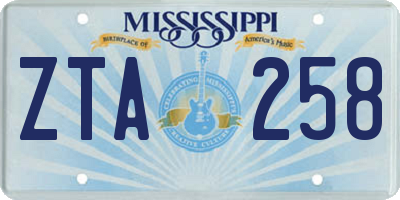 MS license plate ZTA258