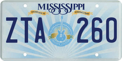 MS license plate ZTA260