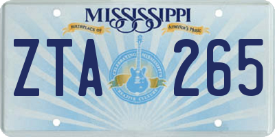 MS license plate ZTA265