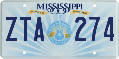 MS license plate ZTA274