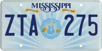 MS license plate ZTA275