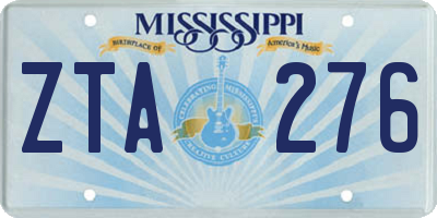 MS license plate ZTA276
