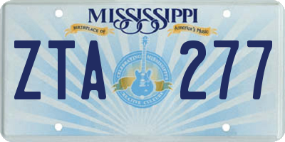 MS license plate ZTA277