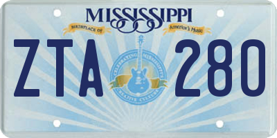 MS license plate ZTA280