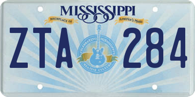 MS license plate ZTA284