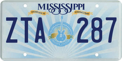 MS license plate ZTA287