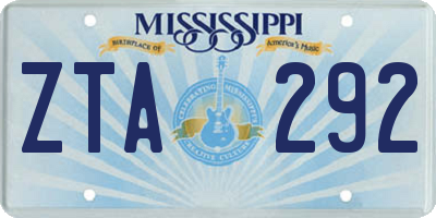 MS license plate ZTA292