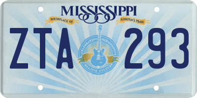 MS license plate ZTA293
