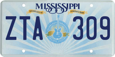 MS license plate ZTA309