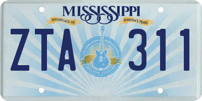 MS license plate ZTA311