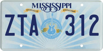 MS license plate ZTA312