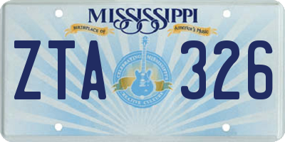 MS license plate ZTA326