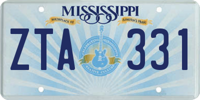 MS license plate ZTA331
