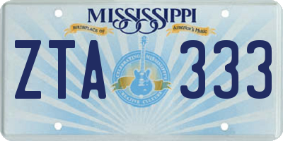 MS license plate ZTA333