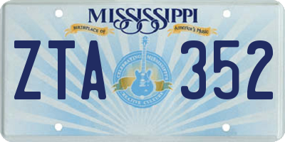 MS license plate ZTA352
