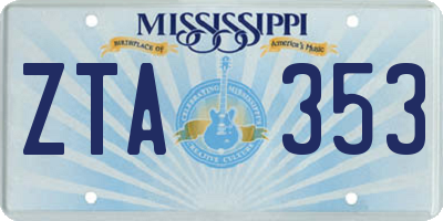 MS license plate ZTA353