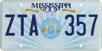 MS license plate ZTA357