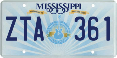 MS license plate ZTA361