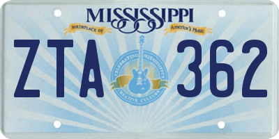 MS license plate ZTA362