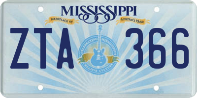 MS license plate ZTA366