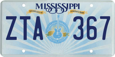 MS license plate ZTA367