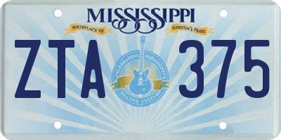 MS license plate ZTA375