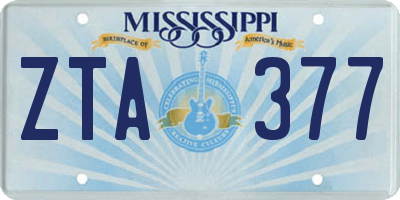 MS license plate ZTA377