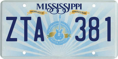 MS license plate ZTA381
