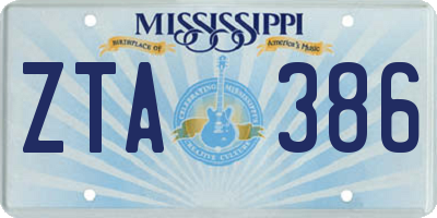 MS license plate ZTA386