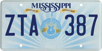 MS license plate ZTA387