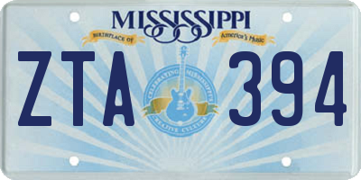 MS license plate ZTA394