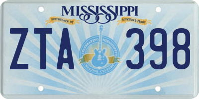 MS license plate ZTA398