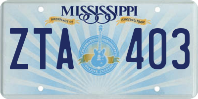 MS license plate ZTA403