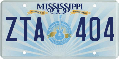 MS license plate ZTA404