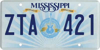MS license plate ZTA421
