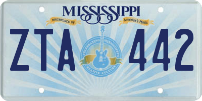 MS license plate ZTA442