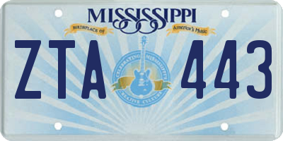 MS license plate ZTA443