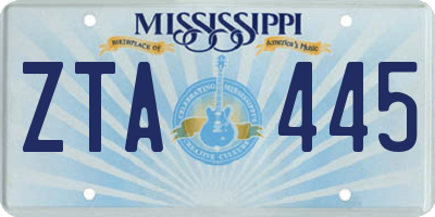 MS license plate ZTA445