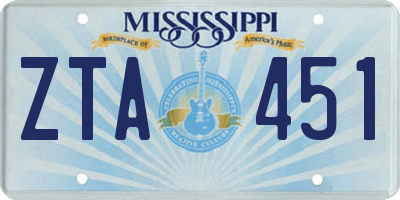 MS license plate ZTA451