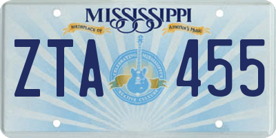 MS license plate ZTA455