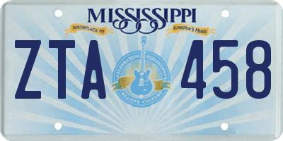 MS license plate ZTA458