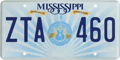 MS license plate ZTA460