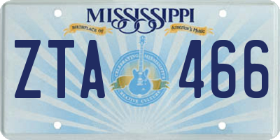 MS license plate ZTA466