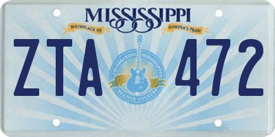 MS license plate ZTA472