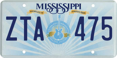 MS license plate ZTA475