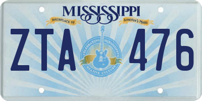 MS license plate ZTA476